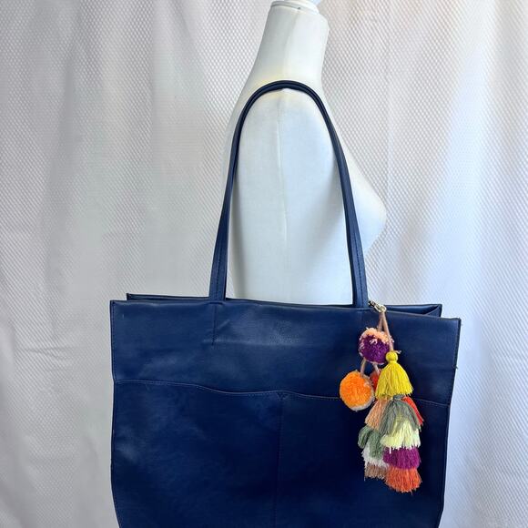 NWT: Anthropologie Tote Large‎ Navy Colorful Tassels "My Favorite Things" (T) - Picture 5 of 8